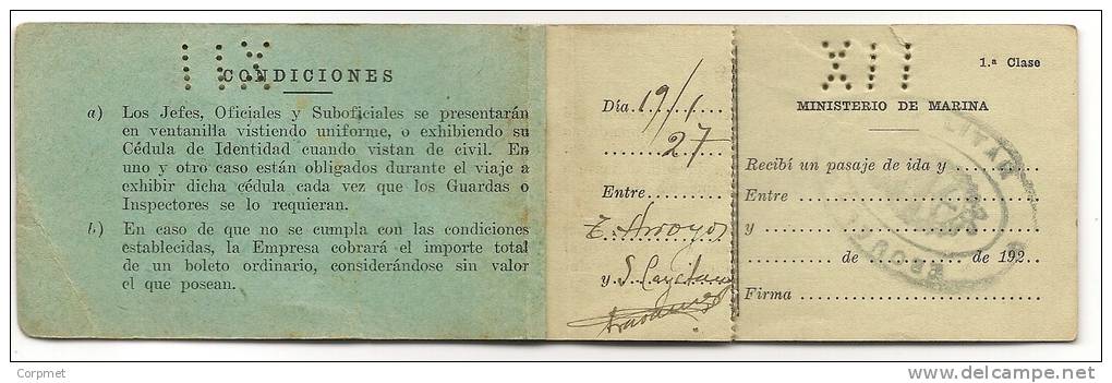RAILWAY OFFICIAL 1927 ARGENTINA ARMY MINISTRY COUPON BOOK Of TICKTES - PASAJES DE FERRO-CARRIL DEL MINISTERIO DE MARINA - Wereld