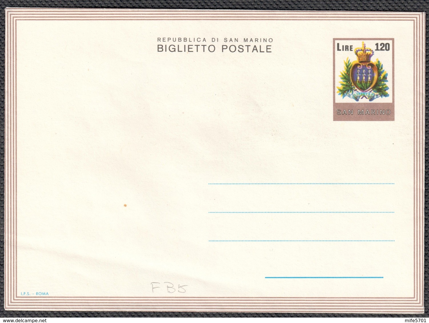 BIGLETTO POSTALE TIPO ORDINARIO L. 120 - 1978 - CATALOGO FILAGRANO "B5" - NUOVO ** - Interi Postali