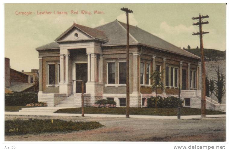 Red Wing MN Minnesota, Public Library Building, C1900s/10s Vintage Postcard - Other & Unclassified