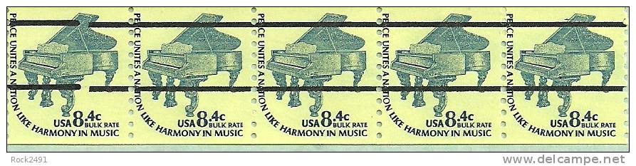 US Scott 1615Cd Precanceled - Strip Of 5 - Piano - 8.4 Cent - Mint Never Hinged - Rollenmarken