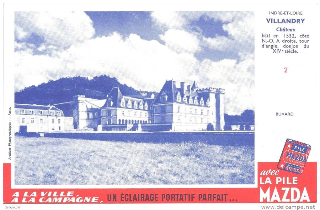 Buvard Piles Mazda A La Ville A La Campagne  Chateau De  Villandry N°2 - Piles