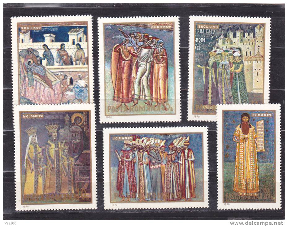 PEINTURE FRESCO ,1970,Yv.2525-30,Mi.2856-62, ** MNH,ROUMANIE. - Unused Stamps