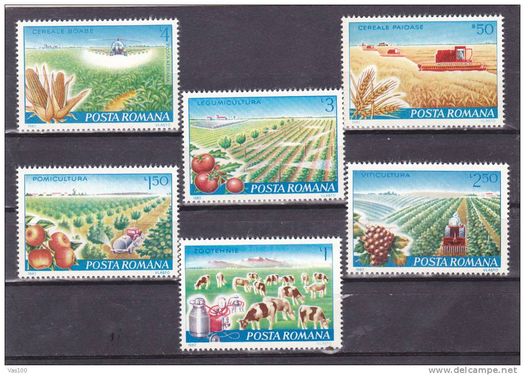 AGRICULTURE ,1982,Yv.3388-92,Mi.3873-79, ** MNH,ROUMANIE. - Unused Stamps