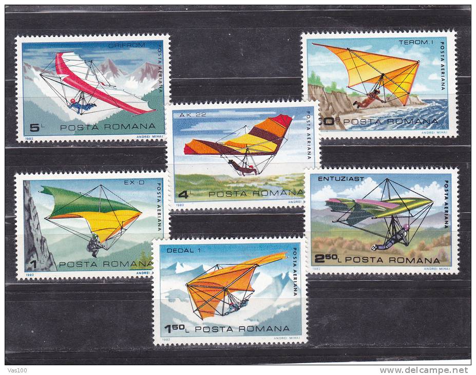 GLIDING,1982,Yv.276-81,Mi.3880-85, ** MNH,ROUMANIE. - Unused Stamps