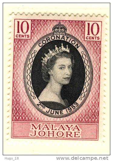 1953 QUEEN ELIZABETH CORONATION  MALAYA JOHORE - Johore