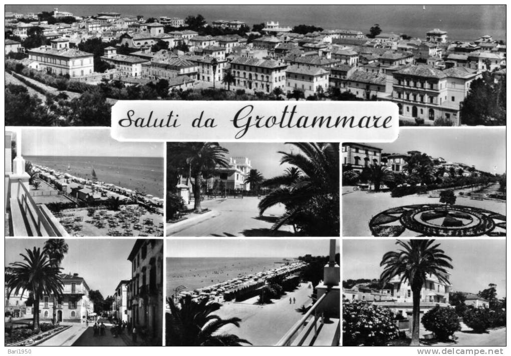 Bellissima Cartolina  Anni 50   " Saluti Da Grottammare  " - Ascoli Piceno