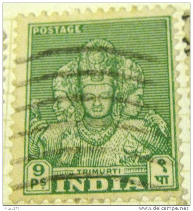 India 1949 Trimurti 9p - Used - Gebruikt