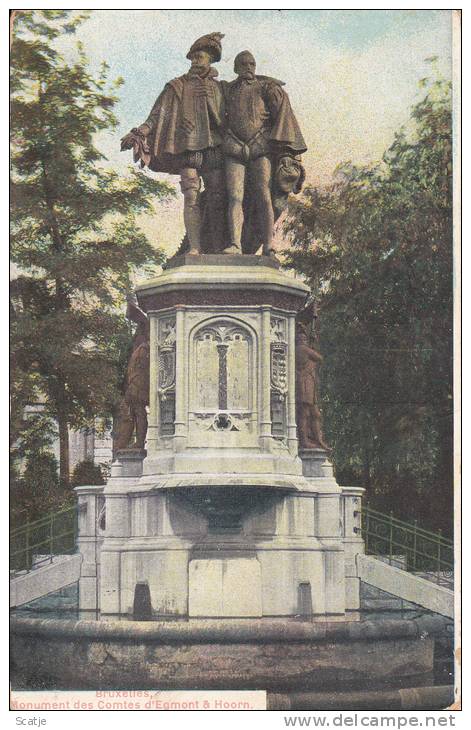 Bruxelles, Monument Des  Comtes D' Egmont & Hoorn ; 1910 Naar Oostende - Personnages Célèbres