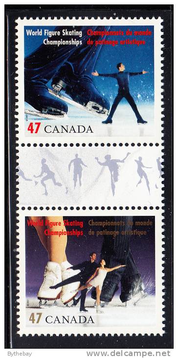 Canada MNH Scott #1899i Vertical Pair With Gutter 47c Men`s Singles, Pairs - World Figure Skating - Ongebruikt