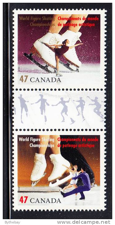 Canada MNH Scott #1899i Vertical Pair With Gutter 47c Women`s Singles, Ice Dancing - World Figure Skating - Unused Stamps