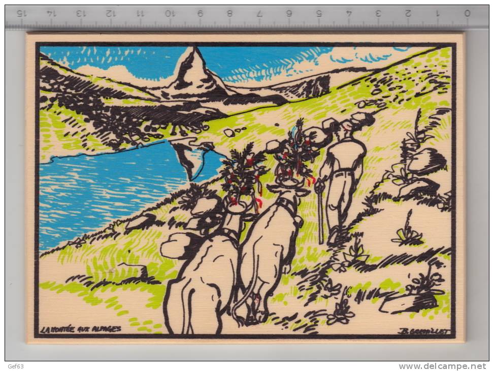 La Montée Aux Alpages / Almabtrieb - Carte Postale En Bois / Holz Postkarte / Wood Postcard - Altri & Non Classificati