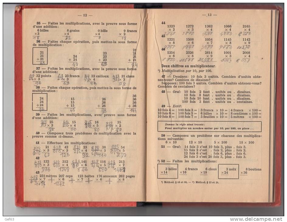 Exercies Et Problèmes D'arithmétique à L'usage Des écoles Primaires Par André Corbaz - Edition De 1921 - 6-12 Ans