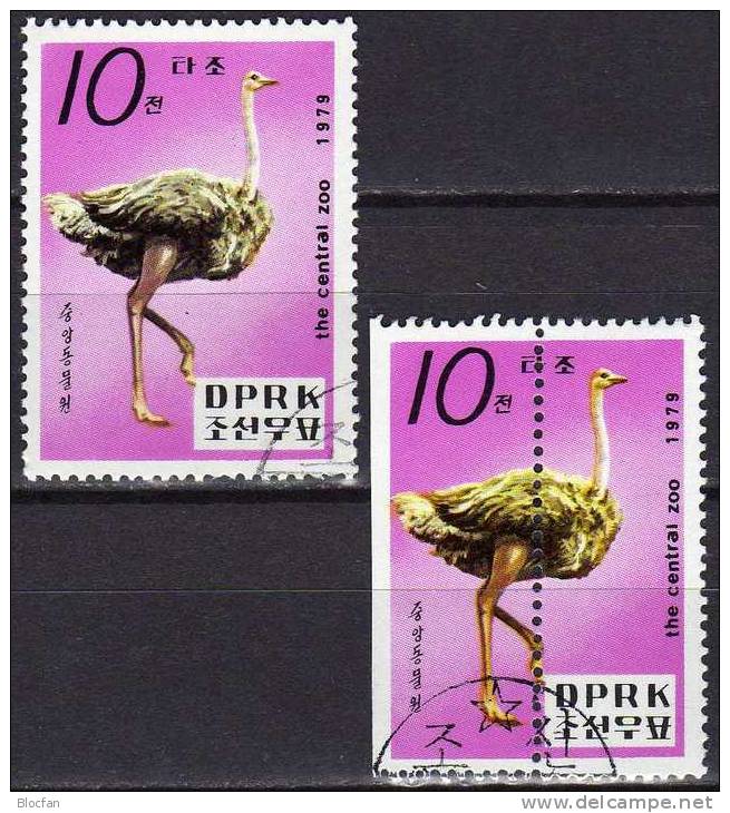 Verschnitt Beim Vogel Strauß Zentral-Zoo Pjöngjang 1979 Korea 1906 A Plus C O 120€ WWF Zoovögel Fauna Birds Set Of Corea - Perforiert/Gezähnt