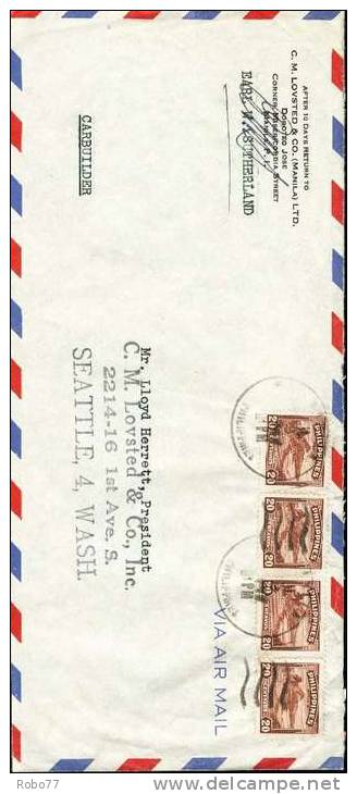 1941 Philippines Cover Sent To USA. Manila 2.Jul.1941  (H08c001) - Philippines