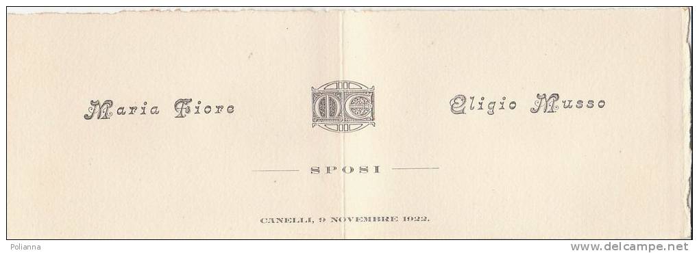 PO5380B# PARTECIPAZIONE NOZZE - SPOSI CANELLI 1922 -  INIZIALI LETTERE -  WEDDING - Annunci Di Nozze