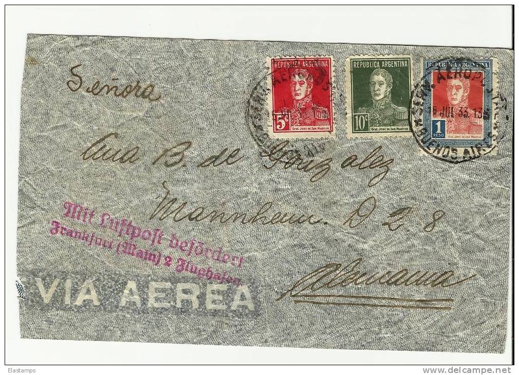=Argentina  1933 Brief Nach DE - Storia Postale