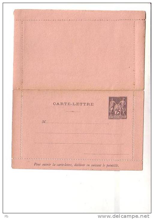 Entier, Carte Lettre, Non Datée, Sage 25c, Avec Inscription En Bas - Kaartbrieven