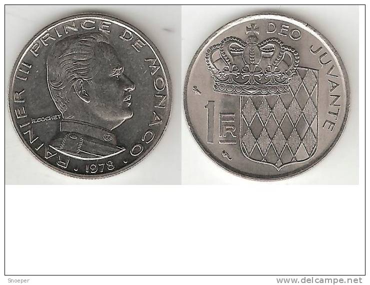 *monaco 1 Franc  1978  Km 140   Unc !!! - 1960-2001 Francos Nuevos