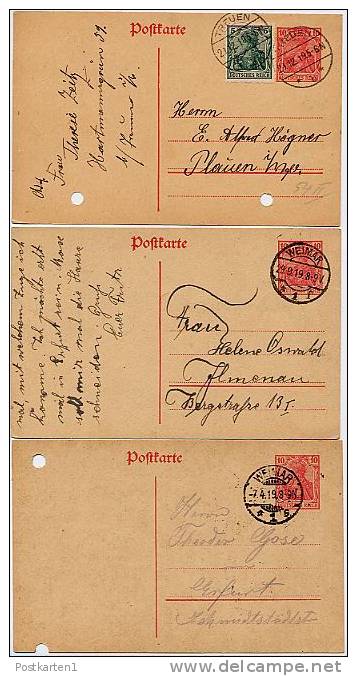 DR P107I  3 Postkarten  Treuen + Weimar  1919  Kat.4,50 € - Briefkaarten