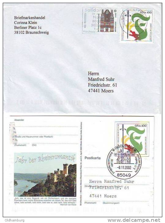 777v: Deutschland- Belege Further Drachenstich Marke & Ganzsache - Enveloppes