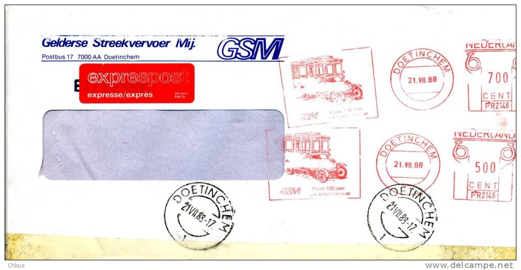 Autobus T Ford GSM 'Ruim 100 Jaar Uw Streekvervoer' Exprespost - Maschinenstempel (EMA)