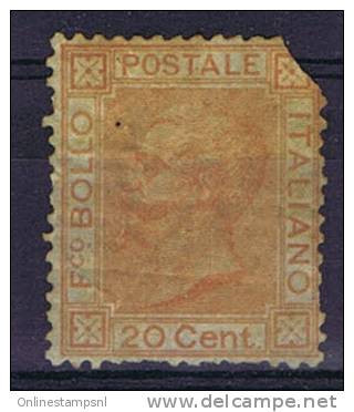 Italy: 1877 S28 Mi 28, MH Ocra Arancio 20 C, Folded Corner/damaged - Mint/hinged