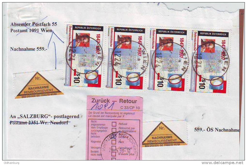 791x: Österreichs Akademie Der Wissenschaften, Portogerecht Auf Briefvorderseite, Seltener Bedarf - Briefe U. Dokumente