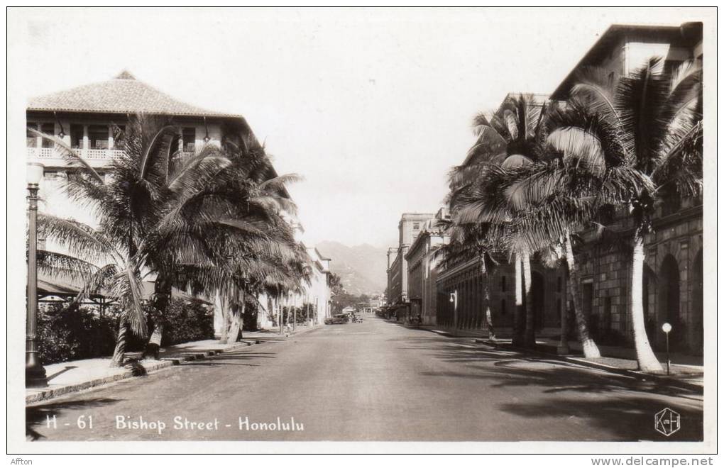 Honolulu Hawai Bishop Street Old Real Photo Postcard - Honolulu