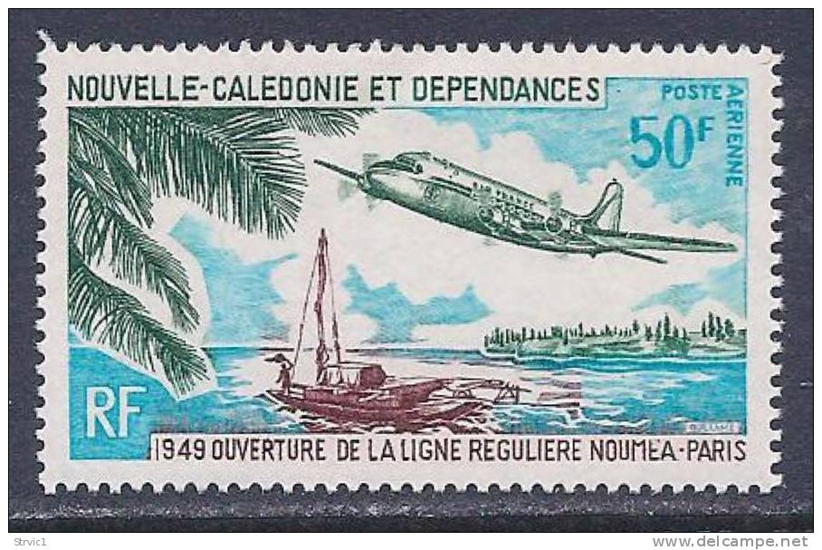 New Caledonia, Scott # C69 Mint Hinged Plane Over Outrigger Canoe, 1969 - Andere & Zonder Classificatie