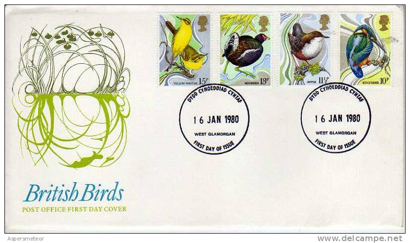 BRITISH BIRDS   FDC  U.K.  REINO UNIDO  OHL - 1971-1980 Dezimalausgaben