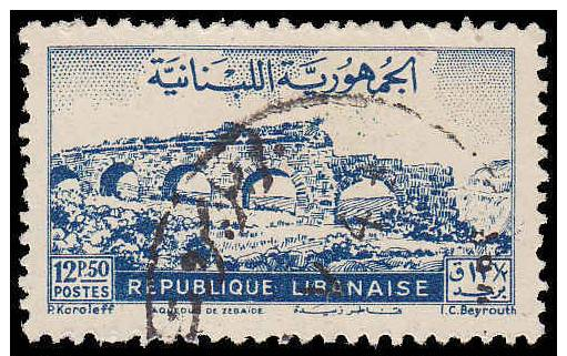 Lebanon Scott #217. 12.50p Blue (1948) Zubaida Aqueduck, Used - Liban