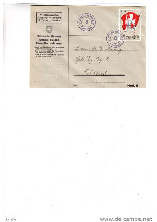 Drapeaux  - Feldpost - Suisse - Poste Militaire - Lettre De 1939 - Poste De Campagne -  Aktiver Dienst  8 Division - Documents