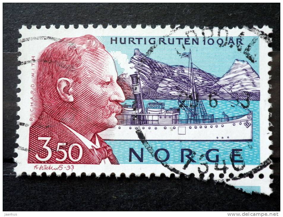 Norway - 1993 - Mi.nr.1127 - Used - 100 Years Shipping Line "Hurtigruten" - Richard With, Captain - Gebraucht