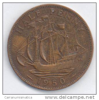 GRAN BRETAGNA HALF PENNY 1950 - C. 1/2 Penny