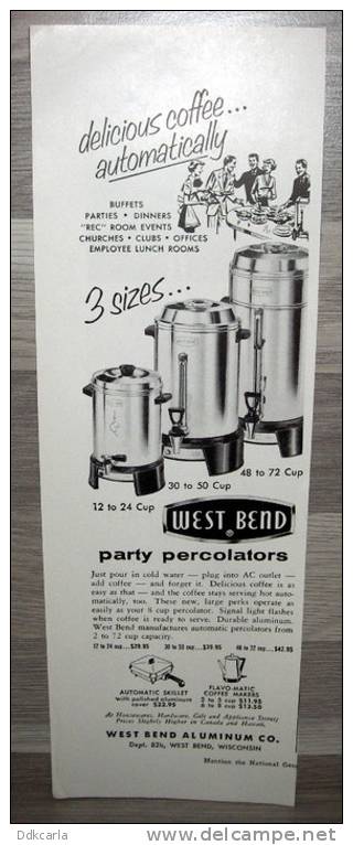 Reclame Advertentie Van De 50s -West Bend Party Percolator - Advertising