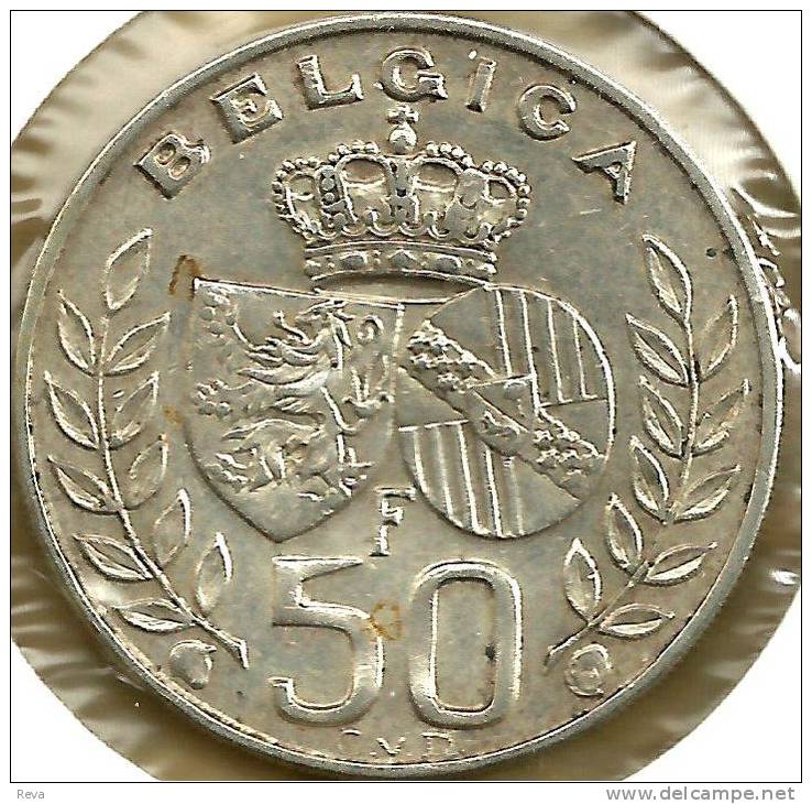 BELGIUM FRENCH 50 FRANCS BELGICA SHIELD FRONT MAN & WOMAN HEADS BACK 1960 AG SILVER EF READ DESCRIPTION CAREFULLY !!! - 50 Frank