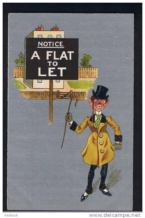 RB 888 -  Unusual Early Humorous Postcard - "Notice A Flat To Let" - Estate Agents Interest - Fumetti