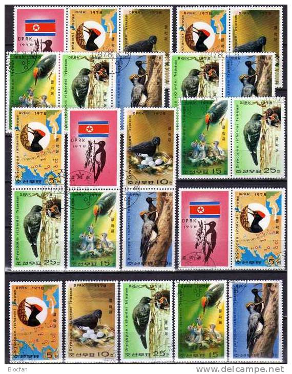 Spechte 1979 Korea 1790/4 Plus 9ZD O 23€ Specht Eier Nest Dryocopus Javensis Richardsi WWF Fauna Bird Se-tenant Of Corea - Corée (...-1945)