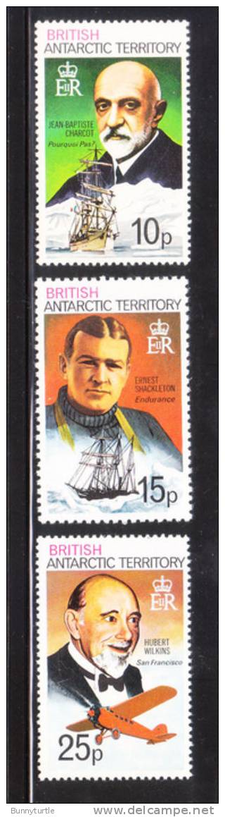 British Antarctic Territory BAT 1975-80 Polar Explorers And Their Crafts And Ships 3v MNH - Unused Stamps