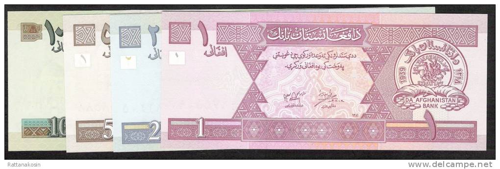 AFGHANISTAN   P64-67   1,2,5,10   AFGHANIS   2002     UNC. - Afghanistán