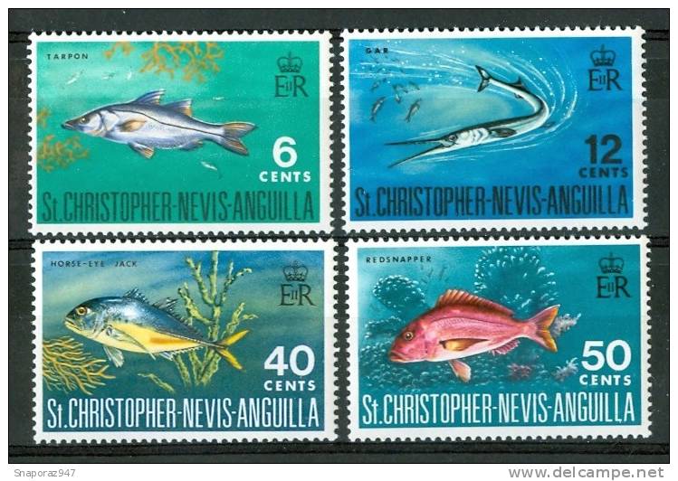 1969 St.Cristopher Vita Marina Marine Life Pesci Fish Fische Poissons Set MNH** Po5 - St.Christopher-Nevis-Anguilla (...-1980)