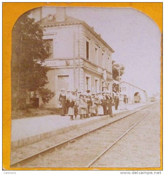 RARE PHOTO STEREO : SAINT-CHERON LA PATRONNAGE DU 26 AOUT 1903 DEPART DE LA GARE POUR LE HÂVRE LE 3 AOUT 1903 ESSONNE 91 - Stereoscoop