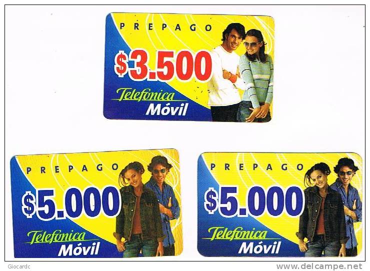 CILE (CHILE) - TELEFONICA   (RECHARGE GSM) -  MOVIL: LOT OF 3 DIFFERENT             - USED  -  RIF. 453 - Chili