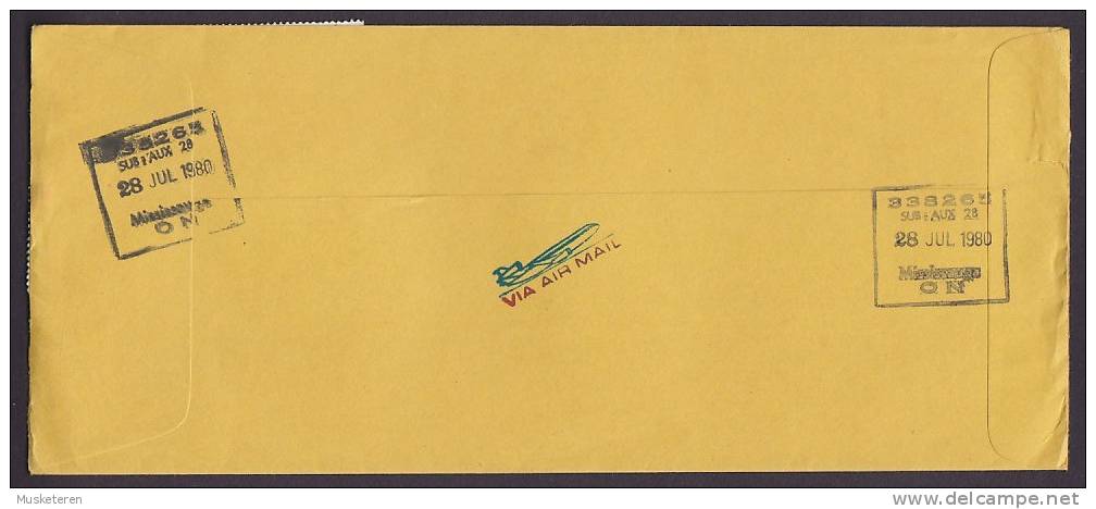 Canada Airmail DEAK CANADA Ltd. Registered Recommandé MISSISSAUGA 1980 Cover Bank In Denmark (2 Scans) - Luftpost