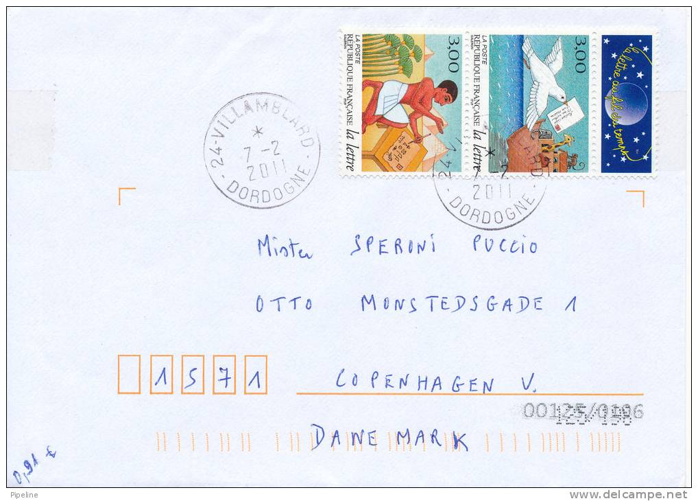 France Cover Sent To Denmark 7-2-2011 - Brieven En Documenten