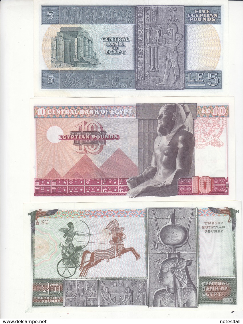 EGYPT 25 50 PT 1 5 10 20 EGP POUNDS 1971 1978 P 42 43 44 45 46 47 48 AU/UNC SET LOT - Aegypten