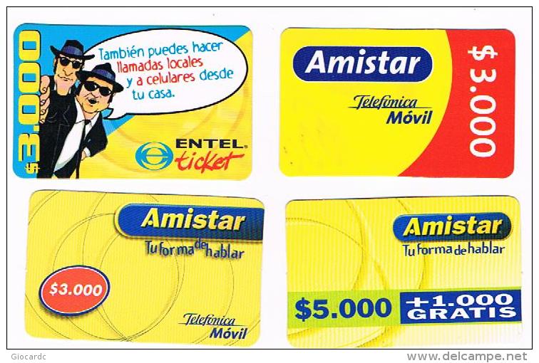 CILE (CHILE) - ENTEL, AMISTAR   -  LOT OF 4 DIFFERENT         - USED  -   RIF. 463 - Chili