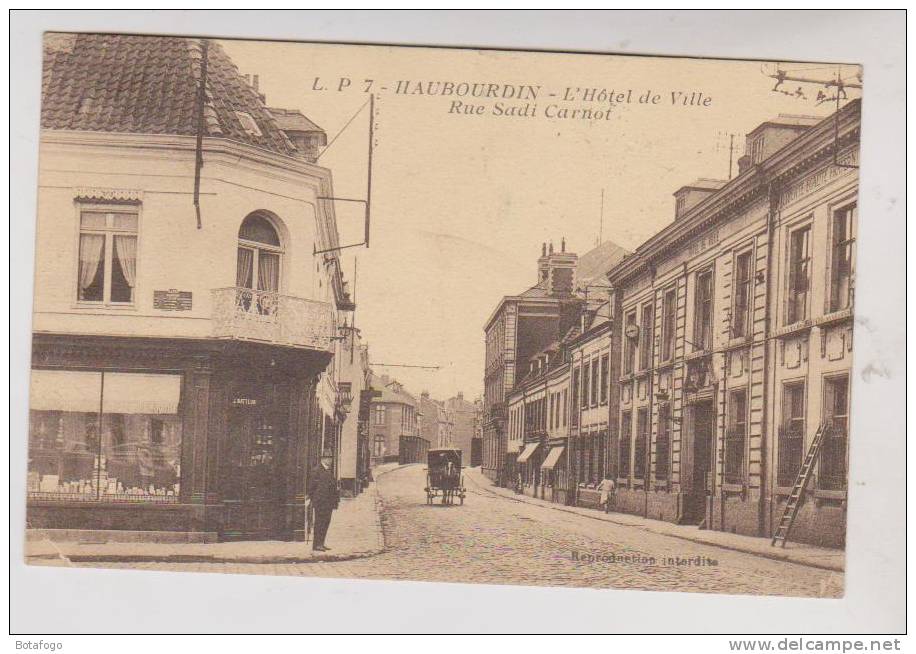 CPA DPT 59 HAUBOURDIN, HOTEL DE VILLE, RUE SADI CARNOT EN 1936 !! - Haubourdin