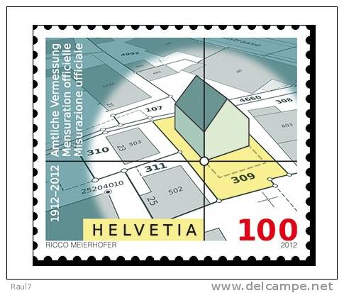 SUISSE - 2012 - 100 Ans De La Mensuration Officielle - 1v Neuf // Mnh - Ungebraucht