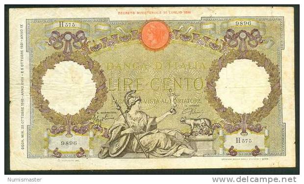 ITALIA , 100 LIRE  23.10 1940. - 100 Liras